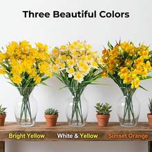 1 pieza Planta de narciso artificial con textura de mármol blanco resistente a los rayos UV, adecuada para decoración del hogar y fiestas, material de plástico duradero, textura realista, decoración del hogar con planta artificial - Multicolor - Ver 5