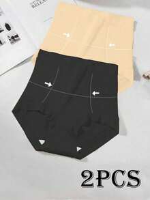 2 piezas Bragas moldeadoras sin costuras de cintura alta, ropa interior para mujer - Multicolor - Ver 7