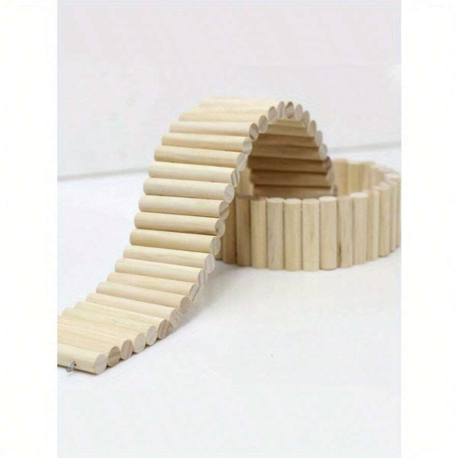 1件装宠物攀爬悬挂装置 - 木制仓鼠梯桥，适用于小型动物 - 天然木质设计 - 笼内环境丰富化和玩耍的理想之选