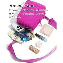 Quilted Puffer Sling Bag For Women Small Backpack Crossbody Chest Bag Fanny Packs Purses For Casual Traveling Hiking - 羽絨小號斜背包-玫瑰 - 查看 5
