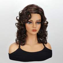 Damperuk 16 tum stor lockig vågig peruk andningsbar rosa nätmössa för dagligt bruk fest & present eller rollspel - Multifärgad - Visa 12