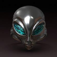 1pc High-Quality Men's Personalized Alien Design Luxury Inlaid Green Zirconia Wedding Ring, Fashion Luxury Jewelry, Valentine's Day Gift For Him, Motorcycle-Daily Versatile Ring - Green - View 1