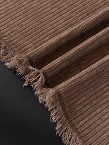 1pc Chenille Fashion Striped Solid Color Sofa Blanket, Classic Minimalist Style, Scratch-Resistant And Durable Pet-Friendly, Suitable For All Seasons To Protect Sofa In Bedroom, Living Room, Study, Office, Machine Washable - Coffee Brown - View 8