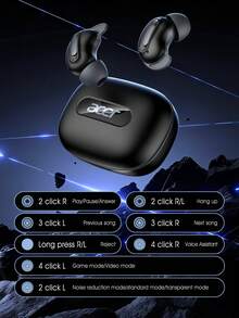 Acer OHR562 無線藍牙耳機 Mini 入耳式 ANC/ENC 通話雙饋噪聲消除 柔軟耳塞 舒適佩戴 300mAh 大容量 相容 iOS/Android 手機 - 均碼 - 查看 12