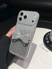 1pc Rhinestone Bow Soft TPU Phone Case Compatible With IPhone - Multicolor - View 11