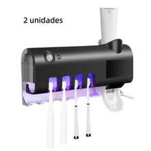 Toothbrush Holder Sterilizer With UV Light, Automatic Antibacterial Toothpaste Dispenser - 黑色 - 查看 6