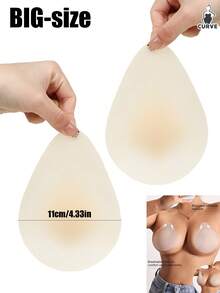2/4Pcs Plus Size Silicone Nipple Covers Ultra-Thin Breast Lift Sticky Bra Reusable Invisible Pasties For Strapless Dress - Multicolor - View 2