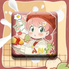 Anime Food Party Series Anya Personal Badge, Square Double-Sided Glitter Badge, Gift, Holiday Gift, Birthday Gift, Perfect Gift - Multicolor - View 15