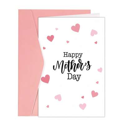 1pc Happy Mother's Day Greeting Card - Simple Mother's Day Gifts, Elegant Handwritten-Style Design With Sentimental Accents, Perfect For Mom, Grandma, Wife From Daughter Or Son