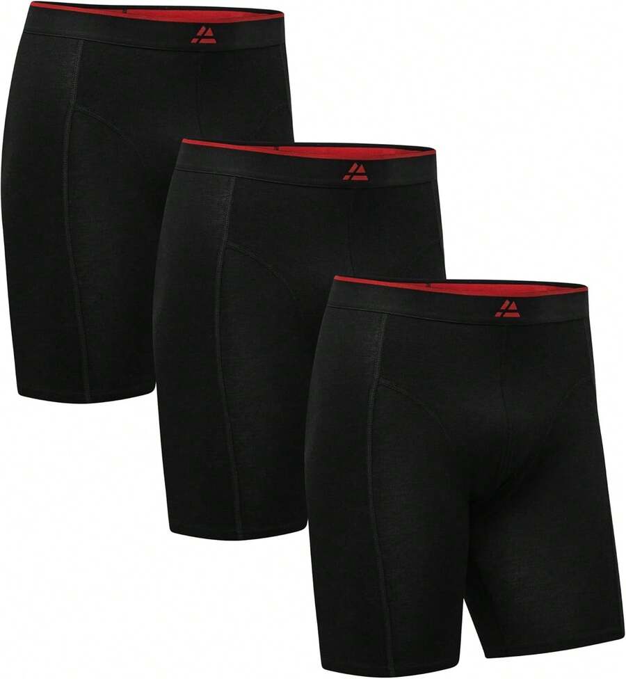 ¡RecomendadoDANISH ENDURANCE Bóxer de Bambú Extra Largo para Uso Diario, para Hombre, Pernera Larga Anti-Rozaduras, Suave y Transpirable, 3 o 6 Pack¡Top de Temporada - Multicolor (1x Negro/Rojo, 1x Gris, 1x Blanco) paquete de 3 - Ver 1