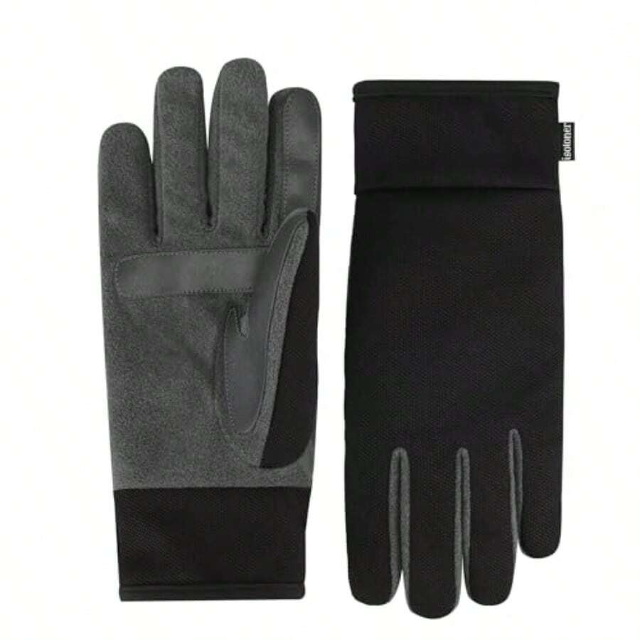 M's Tech Stretch Touchscre Texting Double Lined Cold Weather Gloves With Water Repellt Technology - Dark Charcoal Heather - View 1