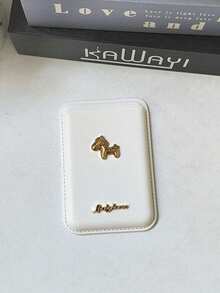 1pc PU Leather Magnetic Card Holder With 3D Metal Horse Design, Magnetic Adhesive Card Pouch Compatible With Iphone 12 13 14 15 16 17 Series Phone Cases - Multicolor - View 6