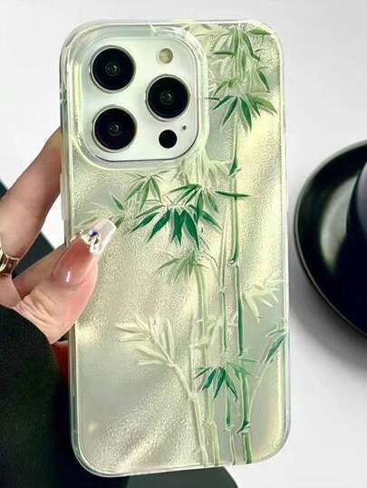 Chinese Style Compatible With IPhone 15 Pro Max Case, New Vintage Bamboo Design, Simple & Elegant, Creative Laser Engraved, Full Body Protection, Chinese Style, Suitable For Women,