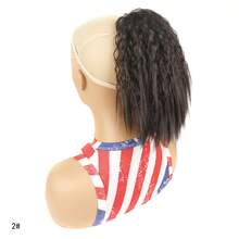Extensión de cola de caballo Jeedou, coletas de pelo corto y rizado hinchable, cordón negro y azul, postizos sintéticos para mujer K2IW - qLS868-2 - Ver 13