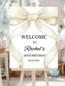 Biển chào mừng nơ hồng tùy chỉnh - Văn bản và ngày tháng có thể tùy chỉnh, trang trí tiệc cưới, sinh nhật, tiệc mừng em bé, lễ rửa tội, lễ đính hôn, tiệc nghỉ hưu màu hồng và vàng trang nhã - Biển chào mừng bằng nhựa dễ treo, trang trí đám cưới và sự kiện. - Nhiều màu - Xem 2