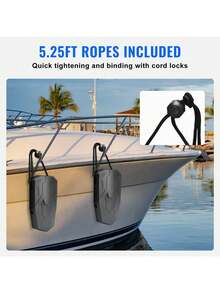 Boat Fenders, 8.6" X 16" Boat Bumpers For Docking, Marine EVA Boat Dock  Bumper With Ropes, Cord Locks And Storage Bag, No Inflation Required, For Class A/Class 1/Part Class 2, Black - Black - View 5