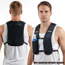 跑步背包，骆驼牌水袋背包，轻便跑步水袋背心背包，反光设计，男女通用功能性跑步背心，户外登山徒步骑行水袋背心包（仅背包，不含水袋） - 黑色 - 查看 1