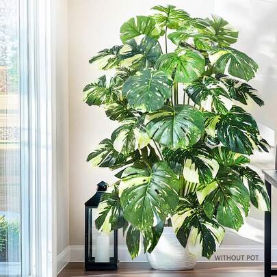 60-86-130cm/51.18in Artificial Turtle Back Bamboo Plant Fake Palm Leaves Green Tall Plant, Suitable For Home Garden Room Commercial Decor