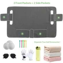 Golf Cart Seat Covers with 4 Pockets and Non-Slip Bottom Universal Golf Cart Seat Towel Blanket Fits for EZGO  Club Car and More 2 Person Seat Golf Carts - GRIS - Ver 4