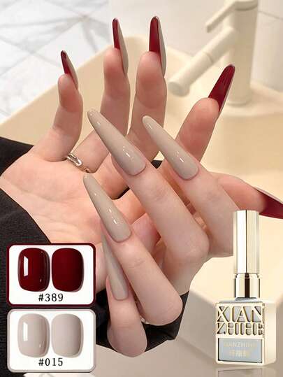 XIANZHIHE 1支/2支装 15毫升裸色指甲油凝胶，适合搭配亮红色高跟鞋，2026新款港式红色美甲套装，女士礼品