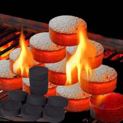 60pcs Rapid Ignition Charcoal Tablets, Suitable For Incense, Arabian Spices, Smokeless Charcoal, Applicable For Home Burning, Barbecue, Indoor Fireplace, Outdoor Camping And Tea Brewing