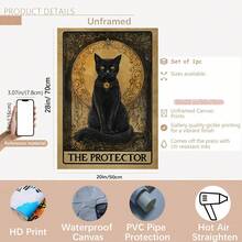 1pc Gothic Tarot Black Cat Guardian Poster, Mysterious Cat Decor, Suitable For Living Room, Bedroom, Bathroom, Office, Perfect Gift For Tarot And Cat Lovers, Cat Decor, Bedroom Decor, Home Accessories, Dark Aesthetic, Home Decor - Multicolor - View 11