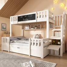 Kids Bed Frames, Headboards & Footboards - White + Wood+Metal - View 5