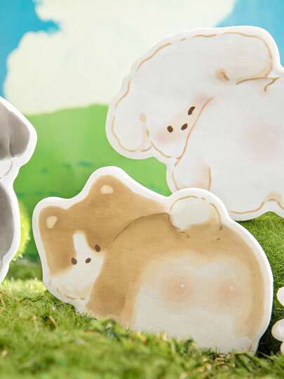 1 Notebook White Kraft Paper Cute Cartoon Student Memo Sticky Notes, Rocking Butt Series, Suitable For Gifts, Office, Home, Marking, Labels, Classrooms, Entertainment Toys, Student Journals, Creative Vintage Decoration Stickers