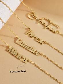 Personalized Jewelry Name Necklace, Stainless Steel Gold Color Customizable Font Letter Pendant Necklace, Suitable For Men And Women, Unique Ideal Gift For Girlfriend, Mom, Family, Friend, Daughter, Anniversary, Valentine's Day, Mother's Day, Birthday, Graduation, Daily Wear, Wedding, Prom - Gold-frosted - View 8