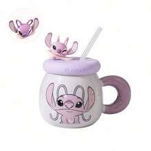 Disney 官方史迪奇陶瓷马克杯，可爱女孩带盖生日礼物咖啡杯，家用咖啡杯，情侣水杯 - 彩色 - 查看 11