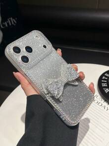 1pc Rhinestone Bow Soft TPU Phone Case Compatible With IPhone - Multicolor - View 4