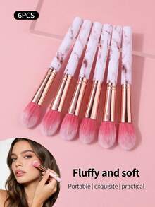 6支装高品质大理石纹理腮红刷、修容刷、散粉刷，柔软不刺激，均匀上妆，非常适合初学者。 - 彩色 - 查看 3