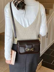 2026新款复古拼接手提包，高品质休闲单肩斜挎包。这款方形女包采用翻盖设计，适合通勤、购物、外出、约会和短途旅行。 - 咖啡 - 查看 6