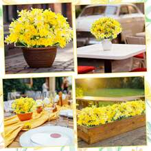 1 pieza Planta de narciso artificial con textura de mármol blanco resistente a los rayos UV, adecuada para decoración del hogar y fiestas, material de plástico duradero, textura realista, decoración del hogar con planta artificial - Multicolor - Ver 10