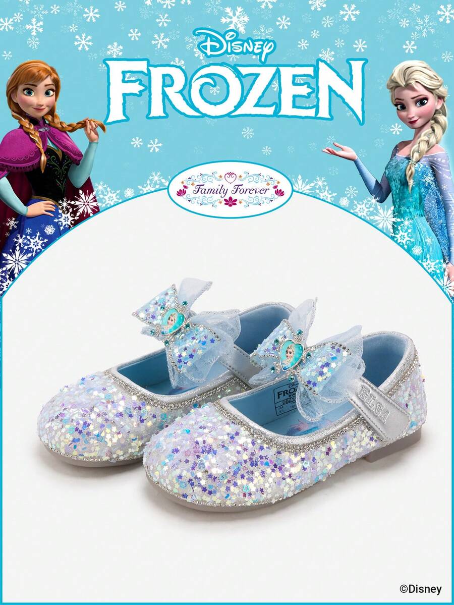 Disney 1 đôi giày công chúa có bản quyền, thích hợp cho cả đi hàng ngày và ngoài trời, thoải mái, chống trơn trượt, thoáng khí (Giày bệt trẻ em, giày bé gái, giày công chúa, giày nữ hoàng) - Màu xanh nhạt - Xem 1