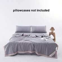 1件装平边夏季被/空调被，采用大豆纤维和聚酯纤维填充，适合家庭卧室、客厅、酒店旅行使用，可机洗。 - 灰色 - 查看 1