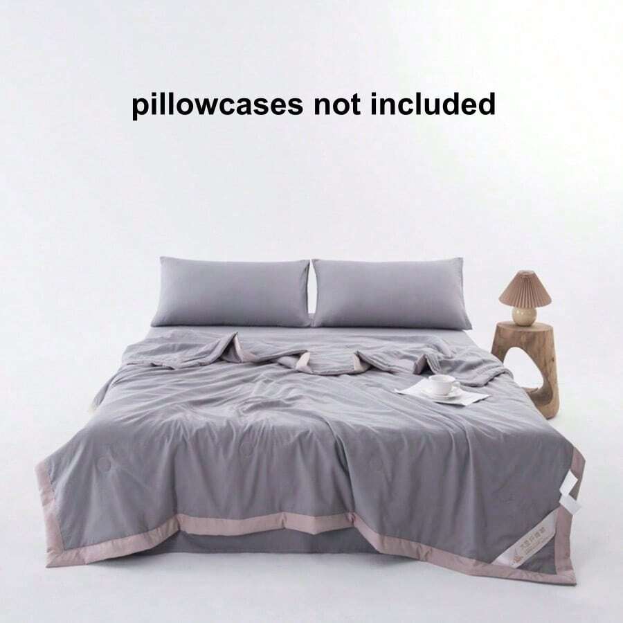 1件装平边夏季被/空调被，采用大豆纤维和聚酯纤维填充，适合家庭卧室、客厅、酒店旅行使用，可机洗。 - 灰色 - 查看 1