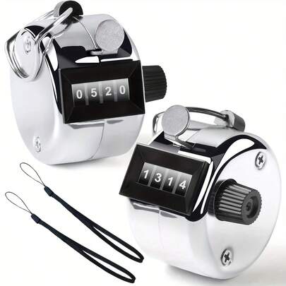 1pc Manual Tally Counter, Metal Hand Tally Clicker, Pressing Manual Metal Case Counter Lap Counter With 4-Digit Display, Suitable For Golf Swing, Baseball, Coaching, Knitting, Counting, Rowing Sports, Silver, Pressing Manual Metal Case Counter Lap Counter, Camping Equipment