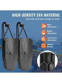Boat Fenders, 8.6" X 16" Boat Bumpers For Docking, Marine EVA Boat Dock  Bumper With Ropes, Cord Locks And Storage Bag, No Inflation Required, For Class A/Class 1/Part Class 2, Black - Black - View 3