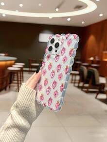 编织波浪边极简高端TPU爱心彩绘防震手机壳，兼容 17 Pro/17 Air/17/17 Pro Max/16/11/16 Pro/16 Plus/16 Pro Max/16 e/15 Pro Max/13/14/12/XS/XR/7G/8 Plus/XR/7/8，彩绘款也兼容 15 Pro Max，Apple 13、14、11软壳，P12防震X，编织波浪边12/14彩绘TPU防震软壳 - 彩色 - 查看 4