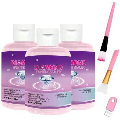 Diamond Painting Sealer Kits 120ML With 3 Pcs Brushes,Diamond Art Sealer Puzzle Glue Diamond Painting Accessories And Tools For Adults (4OZ)