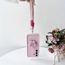Flower Phone Case, Lanyard Phone Case, Beauty Phone Case, Personalized Protective Phone Case For Samsung Galaxy S25 Plus/S24 Ultra/S23 FE/S22/S21 - Pink - View 4