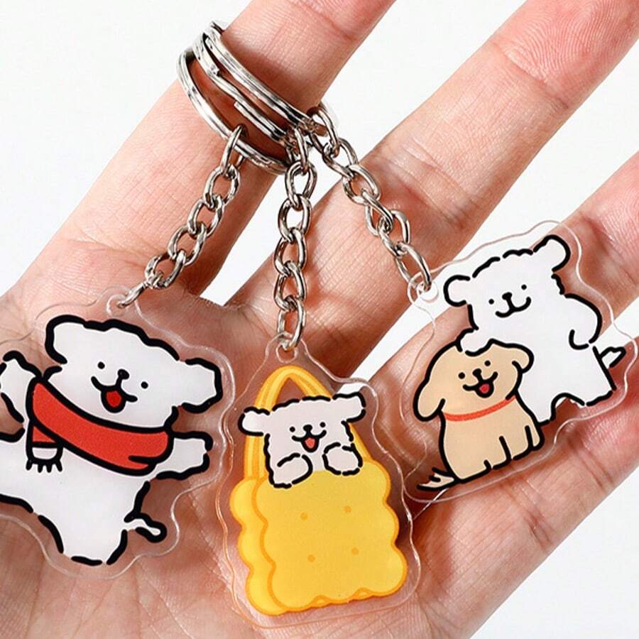 亚克力DIY钥匙扣 可爱卡通狗线条设计 情侣款 学生背包挂件 送给朋友的小礼物 情人节 - 彩色 - 查看 1