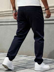 Men's Black Straight Leg Jeans, Casual College Street Style Minimalist Fashion, All Season - Black - View 5