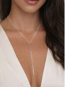 FOREVER QUEEN 925 Sterling Silver Double-Layer Y-Shaped Necklace, Elegant Sexy Style Delicate Chain Choker Necklace, Women's Jewelry Gift Party Accessory - Y Chain - View 4