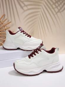 女式厚底运动鞋，2025年新品，秋季厚底休闲舒适运动鞋 - 紅色 - 查看 2