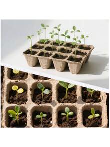 育苗盘 – 纤维素育苗盆，育苗盆，带植物标签的育苗套装（大号），育苗盆，种子发芽育苗盘套装 - 育苗盆 - 查看 6