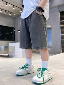 2-4 Years Old Boys' Summer Denim Shorts, New 2024 Collection, Lightweight Casual Jeans For Big Kids, Summer - Grey - View 4