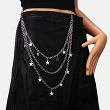 Harajuku Punk Five-Pointed Star Pendant Waist Chain, Street Style Metal Chain Personalized Pants Chain  Iron Alloy - Bạc - Xem 4