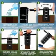 Portable Golf Hole Cutter with Detachable Handle and Serrated Base Standard 4 and 6 Inch Hole Digger for Outdoor Golf Putting Green Practice 2 Inch for Garden Backyard - Negro - Ver 7